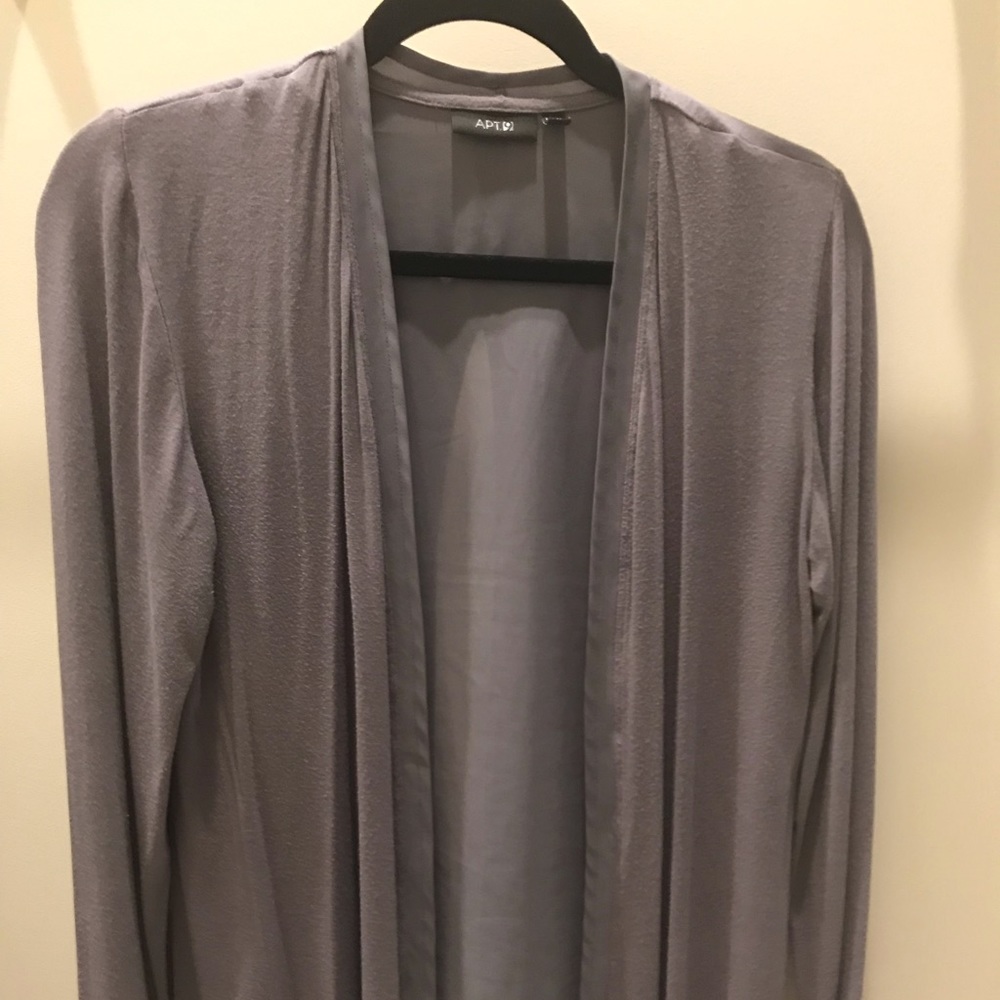 Petite ❣️Gray cardigan with chiffon trim